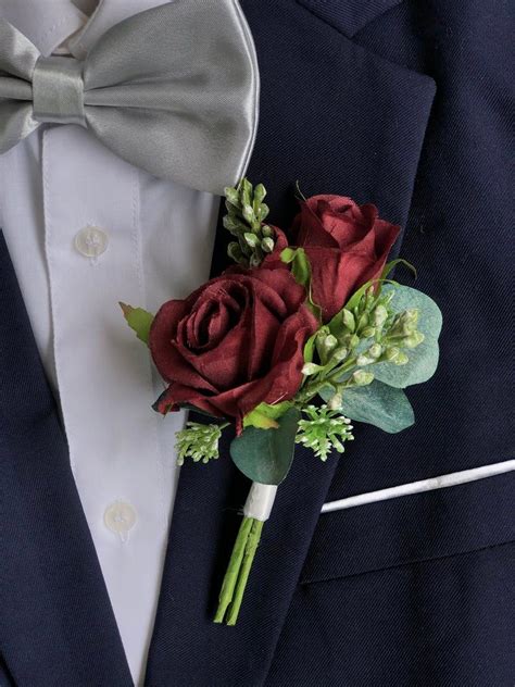 burgundy boutonniere|burgundy boutonniere and corsage.